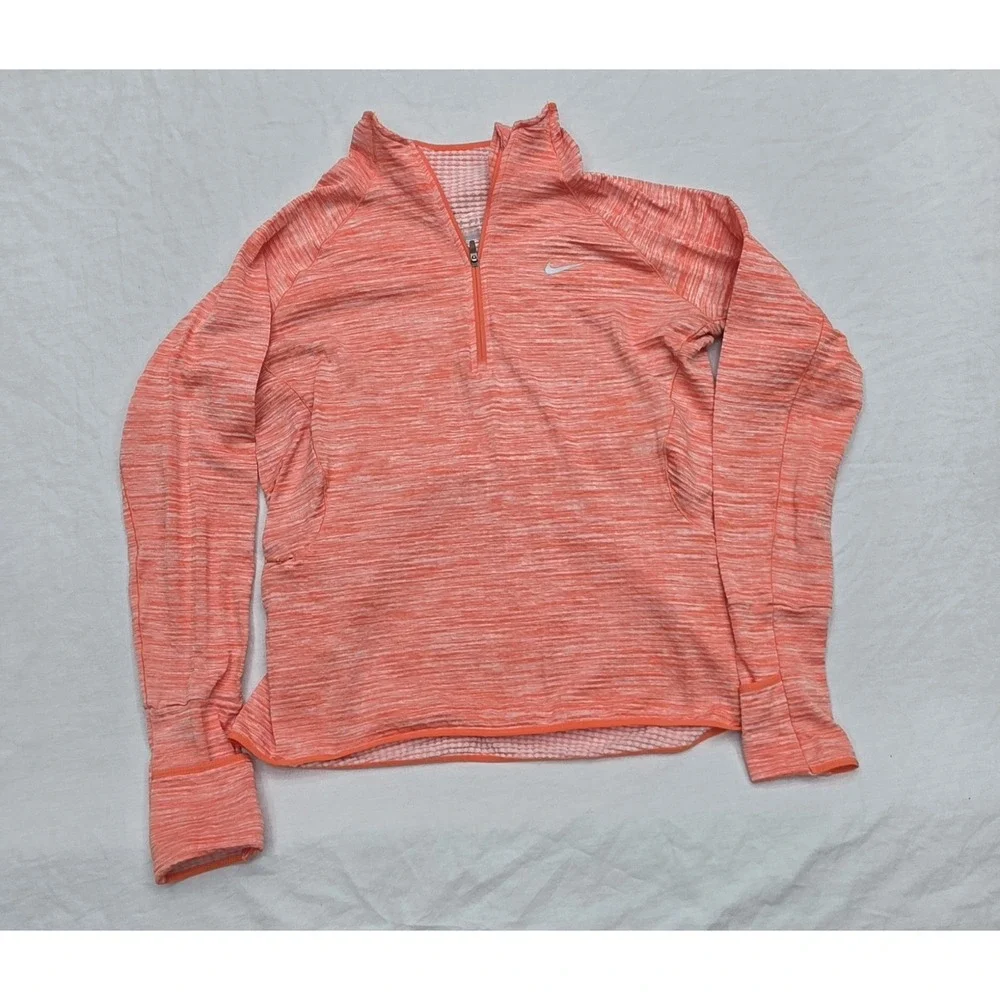 Nike‎ Dri-Fit Element Sphere Orange 1/2 Zip Longsleeve Shirt Size Medium